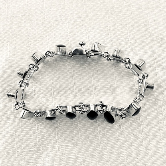 Bracelet~Sterling Silver~Stamped / Black Onyx - Picture 3 of 12